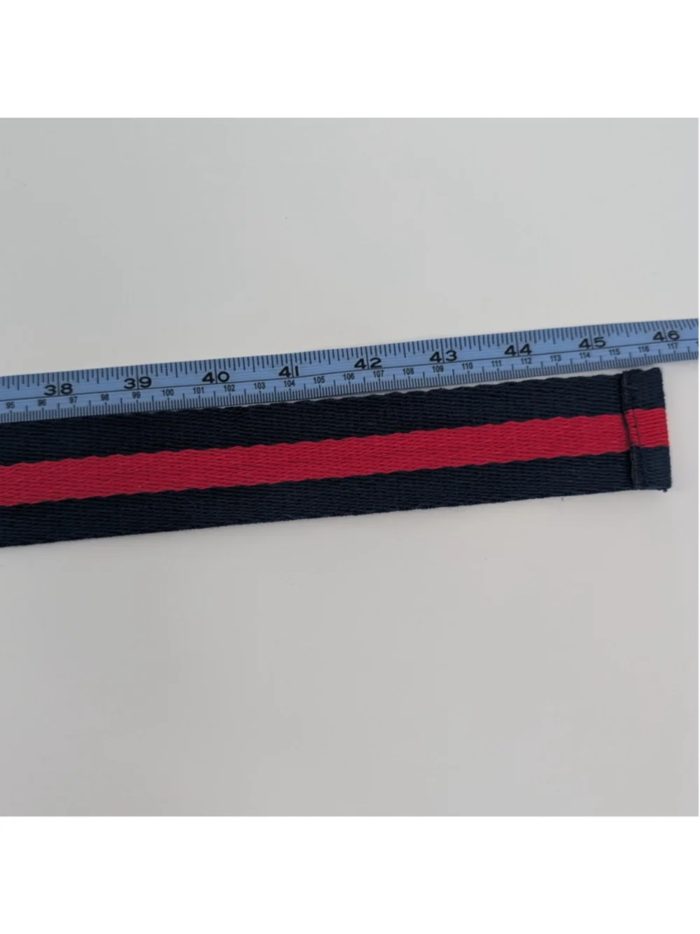 Unisex Navy Red Striped D Ring Belt 46 Inch Preppy Webbing Varsity Stripe Golf